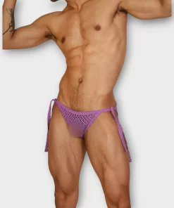 Lavender Crochet Tie Brief for Men