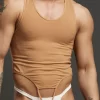 Tan Sculpt Tank Bodysuit - Comfortable Support Fit