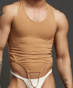 Tan Sculpt Tank Bodysuit - Comfortable Support Fit